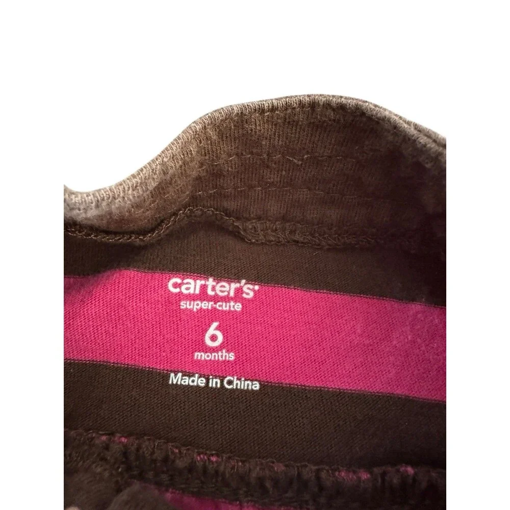 Carters Dress Pink & Brown With Orange Buttons 6 Months‎ Cute Adorable Baby Gift